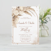 Boho Pampas Grass Wedding Kaart (Staand voorkant)