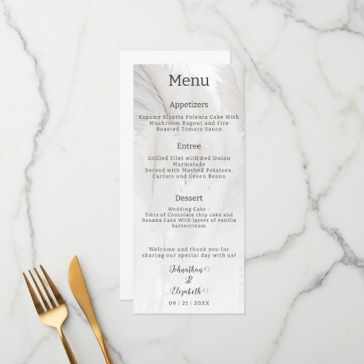 Boho Pampas Grass Wedding Menu (Voorkant / Achterkant in situ)