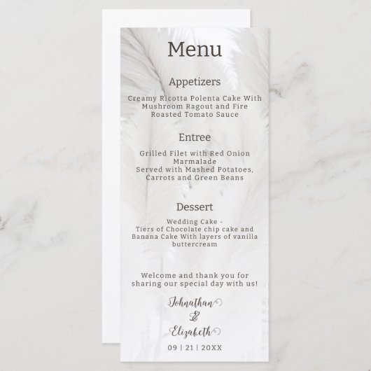 Boho Pampas Grass Wedding Menu (Voorkant / Achterkant)