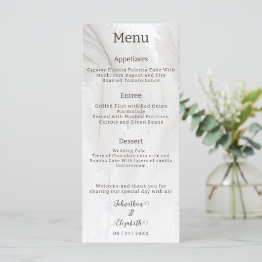 Boho Pampas Grass Wedding Menu (Staand voorkant)