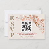 Boho Pampas Grass Wedding Online QR Code RSVP Kaartje (Voorkant)