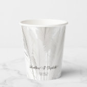 Boho Pampas Grass Wedding Papieren Bekers (Achterkant)