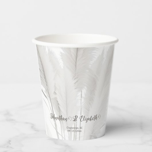 Boho Pampas Grass Wedding Papieren Bekers (Voorkant)