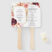 Boho Pampas Grass Wedding Program Fan Handwaaier (Voorkant en achterkant)