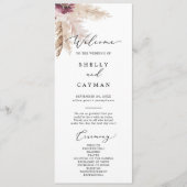 Boho Pampas Grass Wedding Programme Programmakaart (Voorkant)