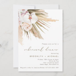 Boho Pampas Grass Wedding Rehearsal Dinner Kaart