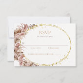 Boho Pampas Grass Wedding RSVP Kaart Geen maaltijd (Voorkant)