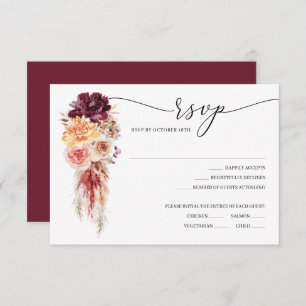 Boho Pampas Grass Wedding RSVP-kaart Kaart