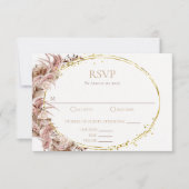 Boho Pampas Grass Wedding RSVP Kaart met Maaltijde (Voorkant)