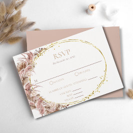 Boho Pampas Grass Wedding RSVP Kaart met Maaltijde