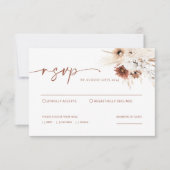Boho Pampas Grass Wedding RSVP-kaart Notitiekaartje (Voorkant)