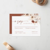 Boho Pampas Grass Wedding RSVP-kaart Notitiekaartje (Voorkant / Achterkant in situ)
