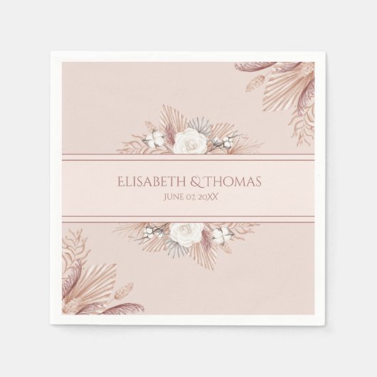 Boho Pampas Grass Wedding Servet (Voorkant)