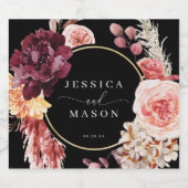 Boho Pampas Grass Wedding Sparkling Wijnetiket (Enkel label)