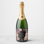 Boho Pampas Grass Wedding Sparkling Wijnetiket (Voorkant)