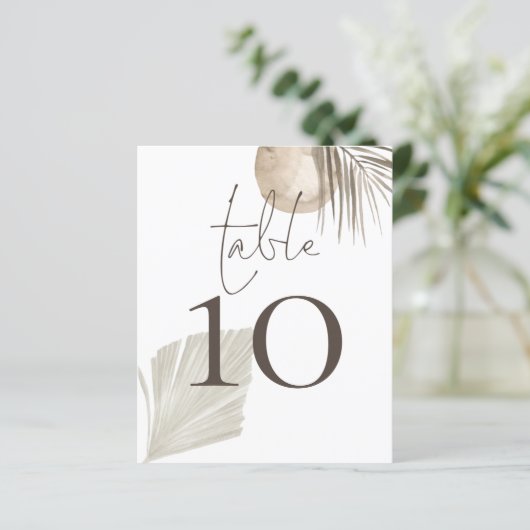 Boho Pampas Grass Wedding Table Number (Staand voorkant)