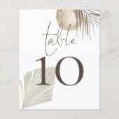Boho Pampas Grass Wedding Table Number (Voorkant)