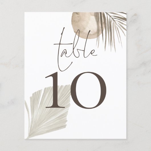 Boho Pampas Grass Wedding Table Number (Voorkant)
