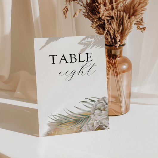 Boho Pampas Grass Wedding Table Number Kaart