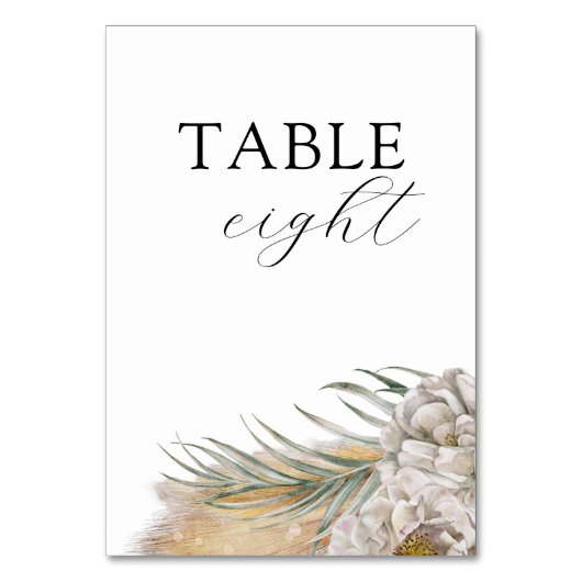 Boho Pampas Grass Wedding Table Number Kaart (Achterkant)