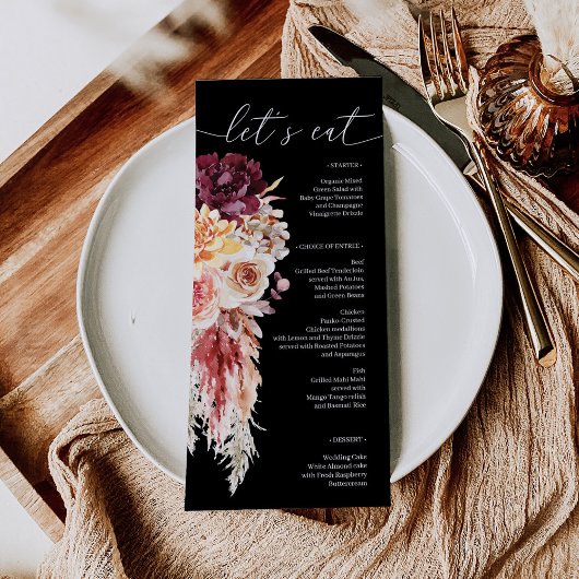 Boho Pampas Grass Wedding Vrijgezellenfeest Menu