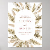 Boho Pampas Grass Wedding Welkomstteken Poster (Voorkant)