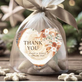 Boho Pampas Grass Wedding Wood Slice Thank You Hart Sticker