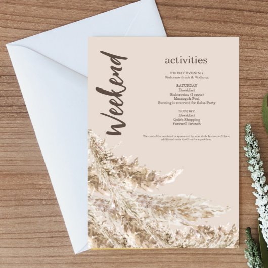 Boho Pampas Grass Weekend Bachelorette Kaart