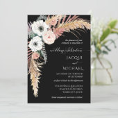 Boho Pampas Grass White Blush Bloemen Palm Kaart (Staand voorkant)