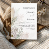 Boho Pampas Grass & White Floral Wedding Kaart