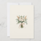 Boho Pampas Grass & White Rose Huwelijksuitnodigin Kaart (Achterkant)
