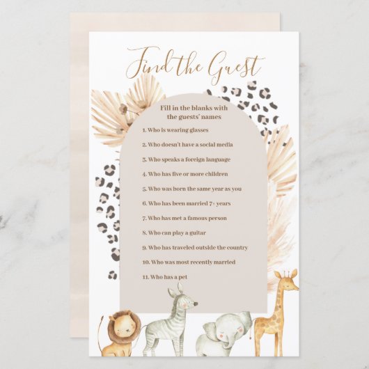 Boho Pampas Grass Wilde Dieren vinden het gastspel (Voorkant / Achterkant)