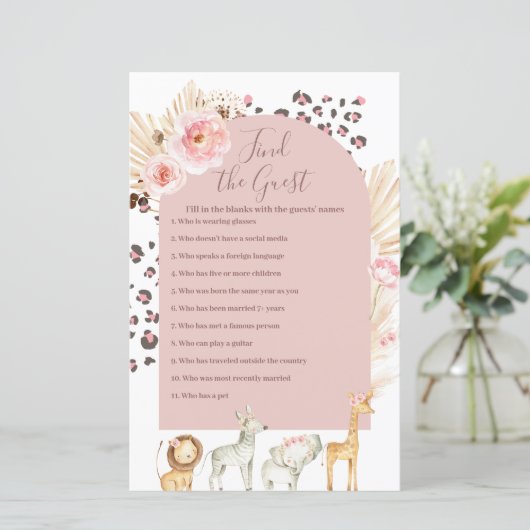 Boho Pampas Grass Wilde Dieren vinden het gastspel (Staand voorkant)