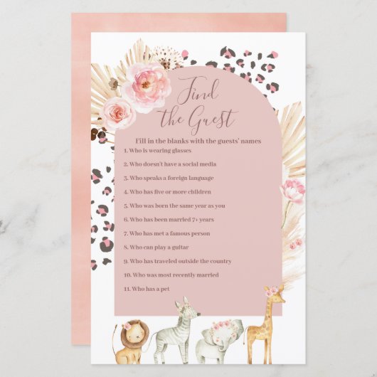 Boho Pampas Grass Wilde Dieren vinden het gastspel (Voorkant / Achterkant)