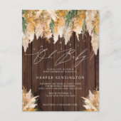 Boho Pampas Grass Wood Twinkle Licht Baby shower Uitnodiging Briefkaart (Voorkant)