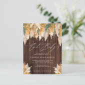 Boho Pampas Grass Wood Twinkle Licht Baby shower Uitnodiging Briefkaart (Staand voorkant)