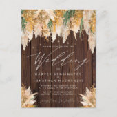 Boho Pampas Grass Wood Twinkle Weddenschap Briefkaart (Voorkant)