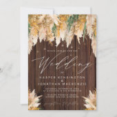 Boho Pampas Grass Wood Twinkle Weddenschap Kaart (Voorkant)