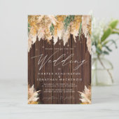 Boho Pampas Grass Wood Twinkle Weddenschap Kaart (Staand voorkant)
