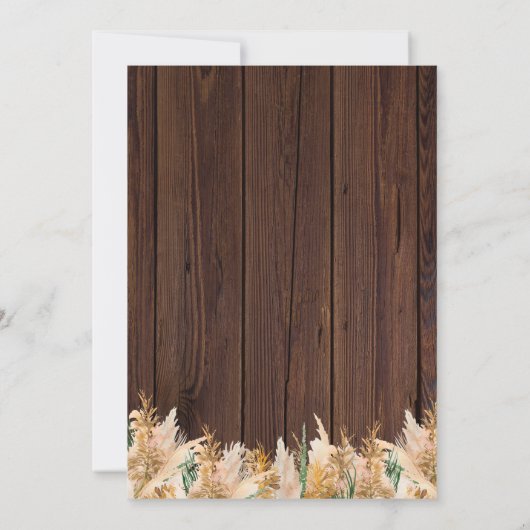 Boho Pampas Grass Wood Twinkle Weddenschap Kaart (Achterkant)