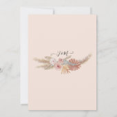 Boho Pampas Grass Wreath Tropical Black Floral Kaart (Achterkant)