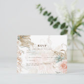 BOHO Pampas Grass Yellow Wedding Briefkaart (Staand voorkant)