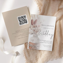 Boho Pampas Grassen Overlay QR Code Trouwen