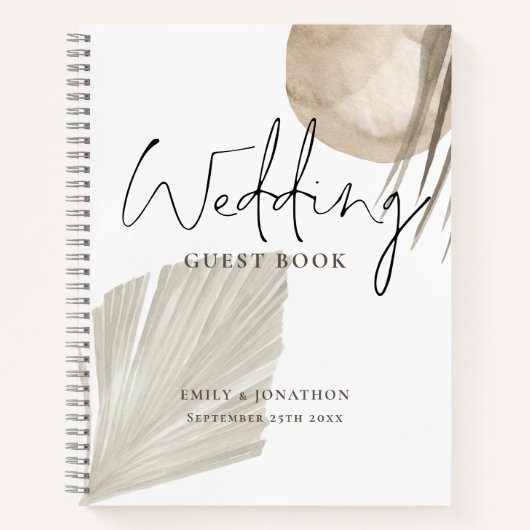 Boho Pampas Grasses Names Date Weddenboek Notitieboek (Voorkant)