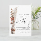 Boho Pampas Grasses QR Code Weddenschap Kaart (Staand voorkant)