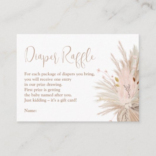 Boho pampas grast seksneutraal luidoperverkeer informatiekaartje (Voorkant)