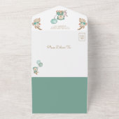 Boho Pampas Green Floral Teddy Bear Baby shower All In One Uitnodiging (Buitenkant)