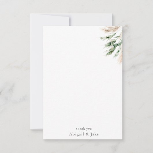 Boho Pampas & Greenery Minimalistisch Gepersonalis Bedankkaart (Voorkant)