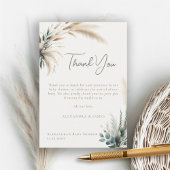 Boho Pampas Greenery Sage Calligrafie Baby shower Bedankkaart