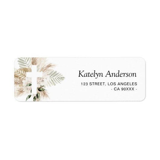 Boho pampas groen bloemendoop adreslabel etiket (Voorkant)